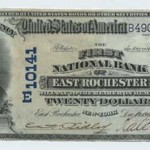 U.S. 20 dollar bank note from the First National Bank of East Rochester 